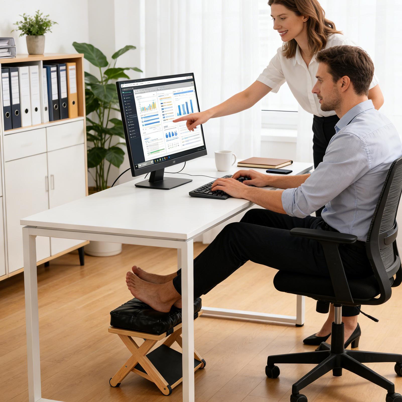 Office Footrest Cushion - Voetensteun onder het bureau, houten dubbellaags,