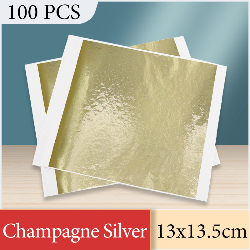 Office Furniture Equipment - 13x13.5 cm Champagne Zilverfolie Papier Bladgoud