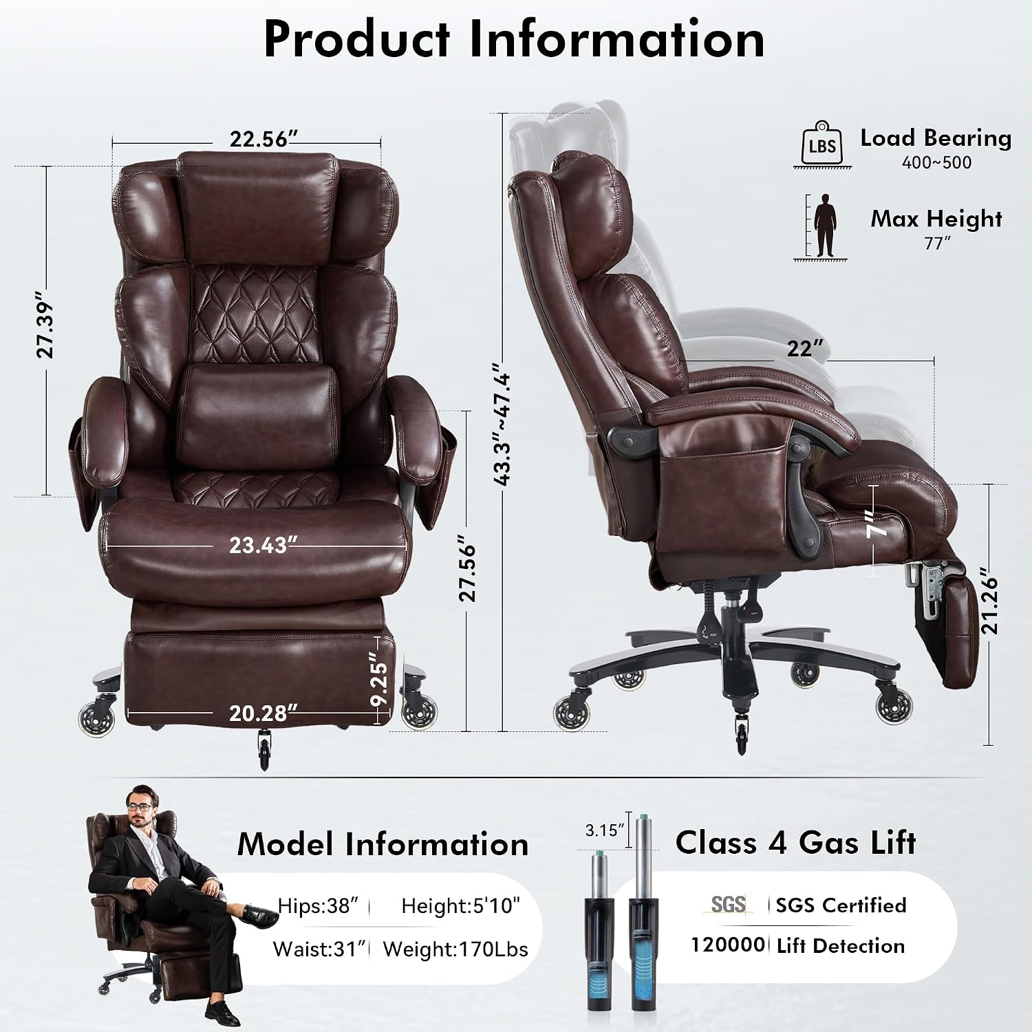 Office Footrest Cushion - Grote & hoge ergonomische bureaustoel met